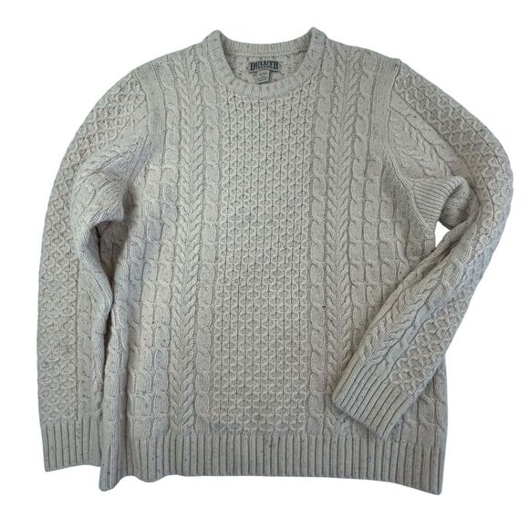 Duluth Trading Co Cream Cable Knit Crewneck Sweater - Picture 1 of 8